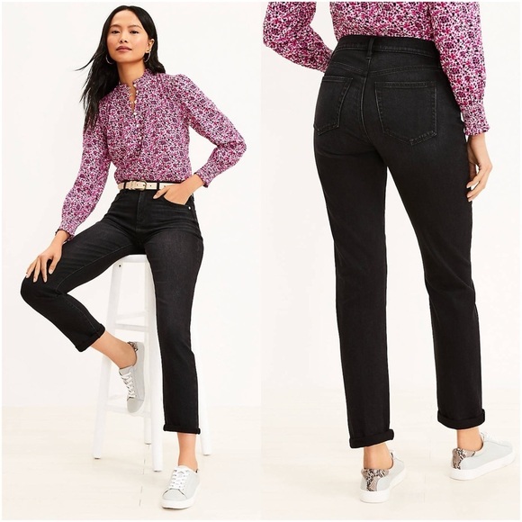 LOFT Girlfriend Jeans In Washed Black - Picture 1 of 6